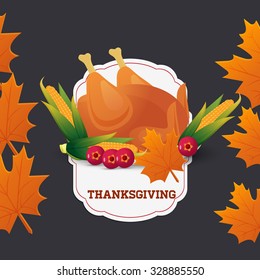 Thanksgiving Day with turkey, vector illustration