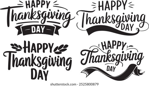Thanksgiving Day Typography Design - Festive Turkey Text Art, Holiday Greeting, Fall Decor, Thanksgiving Quote, Seasonal Celebration, Editable Vector Design
