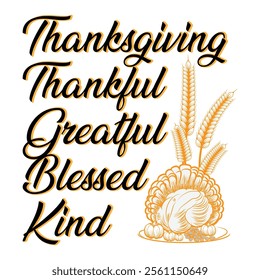 Thanksgiving day typography t shirt design template.