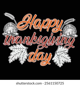 Thanksgiving day typography t shirt design template.