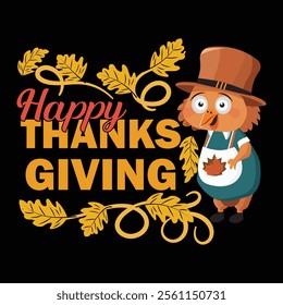 Thanksgiving day typography t shirt design template.