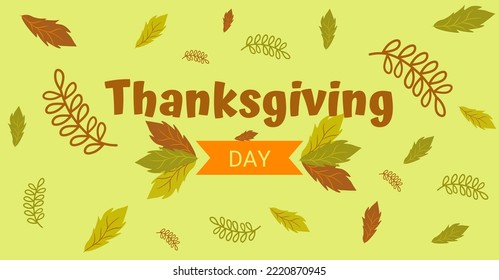 ilustración vectorial de la tipografía del día de acción de gracias con hojas de otoño