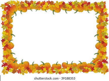 Thanksgiving day vector frame with pumpkins