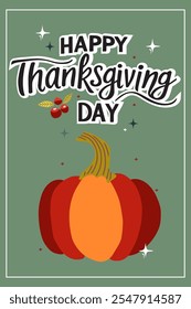 Thanksgiving Day vector greeting card. Hand drawn illustration.