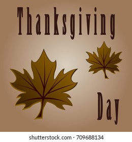 Thanksgiving Day, vector illustration with maple leaf