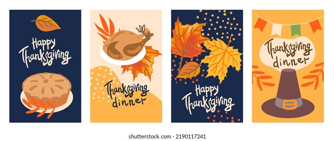 Thanksgiving Day. Vector illustration. Traditional Thanksgiving items.