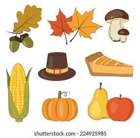 Thanksgiving day vector set