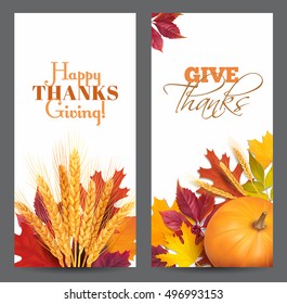 Thanksgiving Day vertical banners. Vector set.