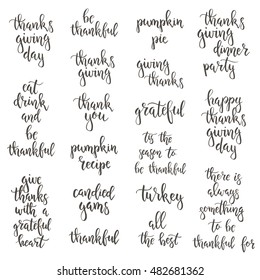 Thanksgiving day vintage gift tags and cards. Handwritten lettering. Hand drawn design elements. Printable items 