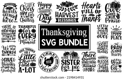 Thanksgiving Design Bundle, Thanksgiving day Calligraphy graphic design SVG Bundle, Cut Files for Cutting Machines like Cricut and Silhouette