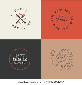 Elementos de diseño de Acción de Gracias. Ilustración vectorial