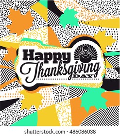 Thanksgiving Design - Retro Style Elements - Thanksgiving Day - Trendy Ornaments - Vector Art