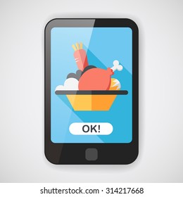 thanksgiving dinner flat icon with long shadow