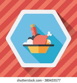 thanksgiving dinner flat icon with long shadow