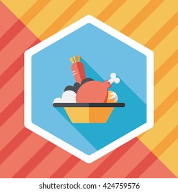 thanksgiving dinner flat icon with long shadow