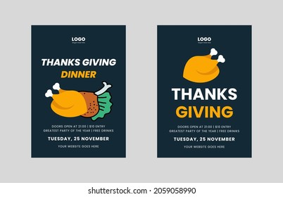 Thanksgiving Dinner Flyer Design Template. Thanksgiving Sale Poster Leaflet Design. Flyer In A4, Bundle, Brochure Design, Cover Modern Layout, Annual Report, Poster