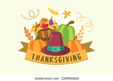 Thanksgiving Dinner Table Vector Illustration