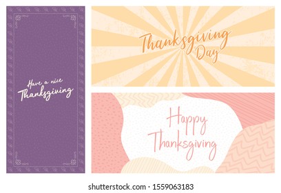 Thanksgiving DL Cover Flyer Banner poster template vector illustration Autumn holiday greeting card set pack