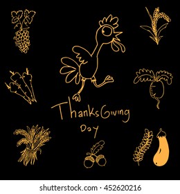 Thanksgiving doodle set vector art with hand draw