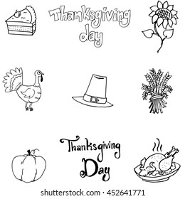 Thanksgiving element in doodle flat with hand draw