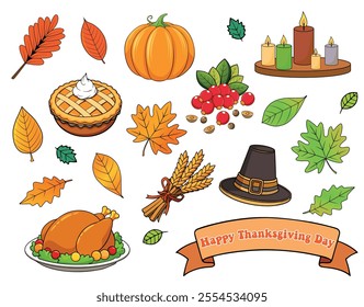 Thanksgiving Elements Clipart Set Bundle