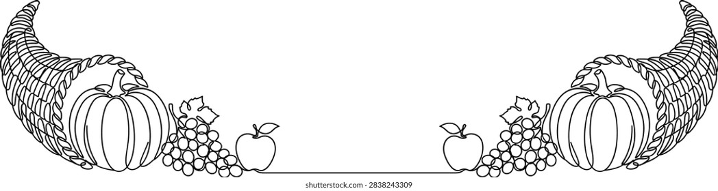 Thanksgiving elements featuring a cornucopia horn of plenty vector illustration