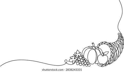 Thanksgiving elements featuring a cornucopia horn of plenty vector illustration