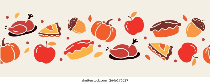 Thanksgiving Feast Icons featuring vibrant Autumn Colors alongside a variety of Seasonal Produce