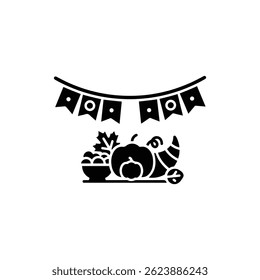 Thanksgiving Festival Banner Icon Black Representing Festival Celebration