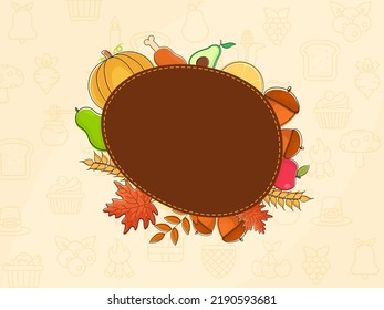 Thanksgiving Festival Concept with Pumpkin, Plum, Avacado, Lemon and Maple Leaves with Space for your text.