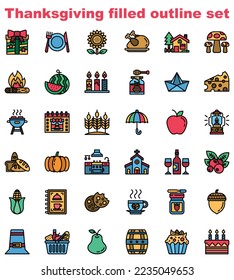 Thanksgiving Filled outline icon set 