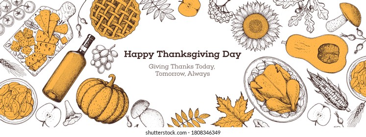 Thanksgiving Food Banner Design Thanksgiving Illustration Stock Vector  (Royalty Free) 1808346349 | Shutterstock