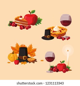 thanksgiving food set icons