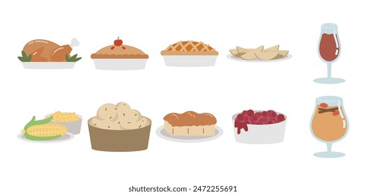 Thanksgiving Food Vector Set Collection