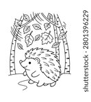 Thanksgiving Forest Path Coloring Page – Printable Black and White Outline Educational Worksheet for Kids