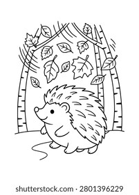 Thanksgiving Forest Path Coloring Page – Printable Black and White Outline Educational Worksheet for Kids