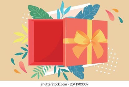 Thanksgiving gift box top view illustration celebrating valentines day gift poster