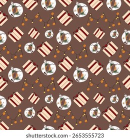 Regalo de acción de gracias y luces sin patrón. Otoño Presenta y Decoración de Otoño Fondo de Vector