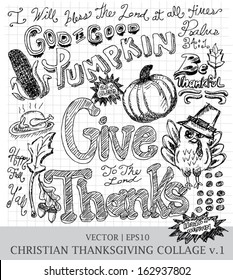 Thanksgiving give thanks Christian hand drawn vector for church | EPS10