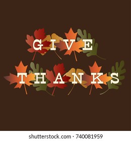 thanksgiving give thanks typography on gradient leaves