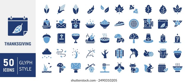 Thanksgiving glyph Icon. Symbol Illustration Set Collection