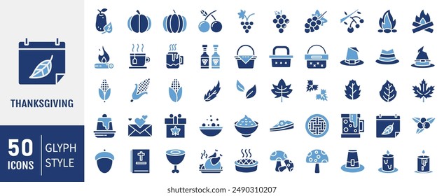 Thanksgiving glyph Icon. Symbol Illustration Set Collection