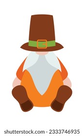 Thanksgiving gnomes illustration. Cute Cartoon fall gnomes isolated in white background.