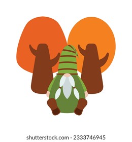 Thanksgiving gnomes illustration. Cute Cartoon fall gnomes isolated in white background.