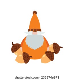 Thanksgiving gnomes illustration. Cute Cartoon fall gnomes isolated in white background.