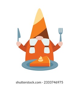 Thanksgiving gnomes illustration. Cute Cartoon fall gnomes isolated in white background.
