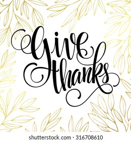 Thanksgiving - Gold Glittering Lettering Design. Vector Illustration EPS 10