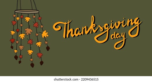 Thanksgiving greeting banner. Vector template for design