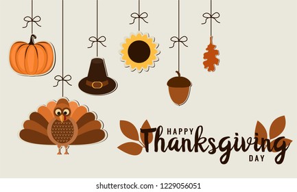 Thanksgiving greeting card or background. vector illustration.