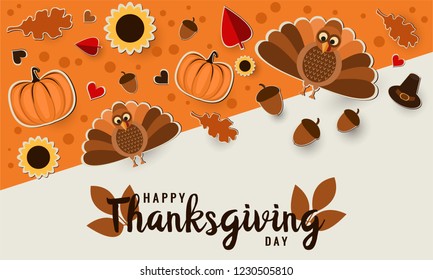 Thanksgiving greeting card or background. vector illustration.